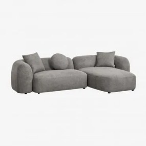 Sofá Modular Chaise Longue Direito De 2 Peças Em Coco Chenille Pano De Chenille Grosso Cinzento Granito - Sklum
