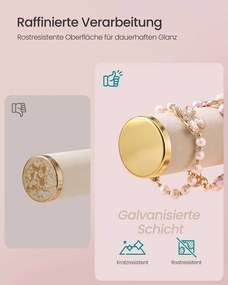 Porta-joias com três suportes  para pulseiras e um suporte removível para anéis 15 x 22 x 29,6 cm Branco- Castanho-camelo