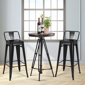 Conjunto de 4 Bancos de Bar de Cozinha, 43 x 43 x 94 cm, Empilháveis, Preto
