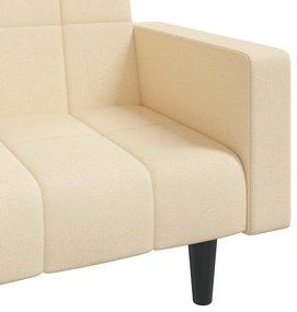Sofá-cama 2 lugares com duas almofadas tecido cor creme