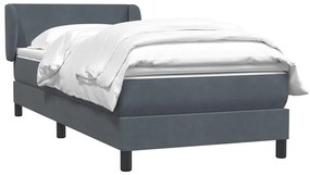 Cama com molas/colchão cinza-escuro 80x220 cm veludo