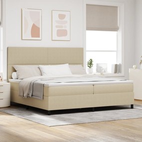 vidaXL Cama Box Spring com Colchão Bege 200x200 cm Tecido de Corduroy