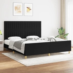 Estrutura de cama sem colchão 180x200 cm tecido preto