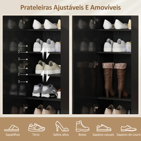 Sapateira para Entrada com Prateleiras Ajustáveis para 20 Pares de Sapatos 72x34,5x103 cm Preto