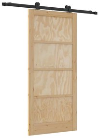 Porta Deslizante vidaXL com Conjunto de Ferragens 93x202 cm Madeira de