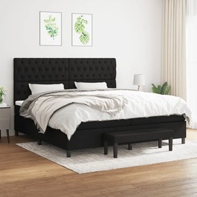 vidaXL Cama com molas/colchão 200x200 cm tecido preto