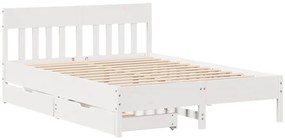 Cama sem colchão 160x200 cm madeira de pinho maciça branco