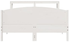 Cama sem colchão 140x200 cm madeira de pinho maciça branco