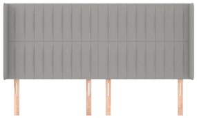 Cabeceira cama c/ abas tecido 183x16x118/128 cm cinzento-claro