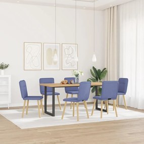 vidaXL Cadeiras de jantar 6 pcs Jeans Tecido Azul