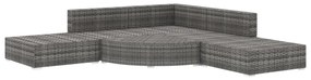 6 pcs conjunto lounge de jardim c/ almofadões vime PE cinzento