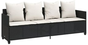 5 pcs conjunto sofás de jardim com almofadões vime PE preto