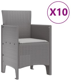 Conjunto de Jantar de Jardim vidaXL de 11 Peças com Almofadas Cinzento