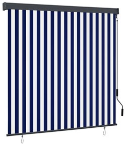 Estore de rolo para exterior 160x250 cm azul e branco