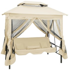 vidaXL Gazebo com baloiço conversível branco nata