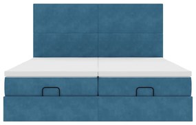 Estrutura cama otomana colchões 180x200 cm veludo azul escuro