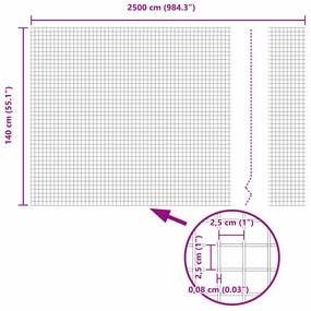 Cerca de Fio Soldado 1,4x25 m em Aço Galvanizado