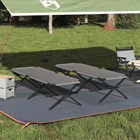 vidaXL Cama de Camping Dobrável Manual 2 pcs Cinzeto Tecido Oxford
