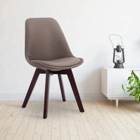 Cadeira de cozinha e sala de jantar Borneo em tecido com estrutura em Cor Nogueira 48 x 84 x 55 cm Castanho acinzentado