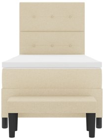 Cama Box Spring com Colchão e Banco Bege 80x200 cm Tecido