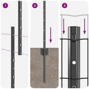 Cerca Euro com 22 Postes Cinza 1x25 m Aço