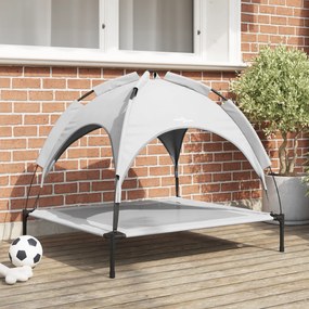 vidaXL Cama Elevada para Cães com Toldo Removível Prata L Aço