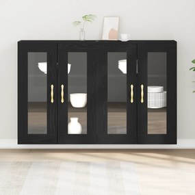 Armários de Parede 2 pcs Preto Carvalho 69,5x34x90 cm Madeira de Engen