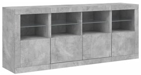 Aparador com luzes LED 163x37x67 cm cinzento cimento