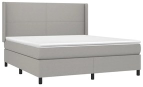 Cama box spring c/ colchão e LED 160x200 cm tecido cinza-claro