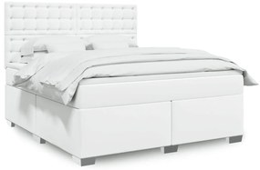 Cama com molas/colchão 180x200 cm couro artificial branco