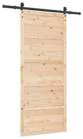 Porta Deslizante Castanho 80 x 208 cm Madeira de pinho maciça