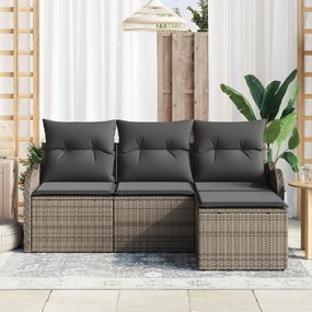 Conjunto de Sofá de Jardim vidaXL de 4 peças com Almofadas Cinza Ratta