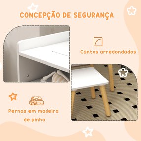 Conjunto de Mesa e Cadeira Infantil Mesa para Crianças com Bancada de Blocos de Construção e Rolo de Papel Branco