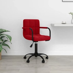 vidaXL Cadeira de escritório giratória veludo vermelho tinto
