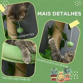 PawHut Árvore Arranhador para Gatos 91 cm Torre para 1-2 Gatos com Cav