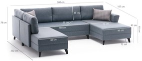 Sofá-Cama de Canto Belen – Castanho – 300x78x202 cm