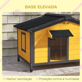 PawHut Casa para Cães de Madeira 97x72x65 cm Casa para Animais de Esti