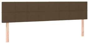 Cama box spring c/ colchão/LED 200x200cm tecido castanho-escuro