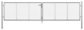 vidaXL Portão de jardim em aço galvanizado 415x125 cm prateado