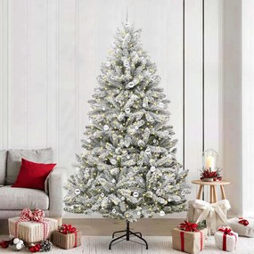 vidaXL Árvore de Natal Artificial Verde e Branco 240 cm PVC e Metal