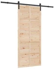 Porta Deslizante Castanho 80 x 208 cm Madeira de pinho maciça