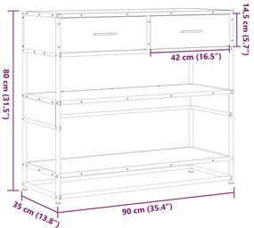 Mesa consola 90x35x80 cm derivados de madeira preto