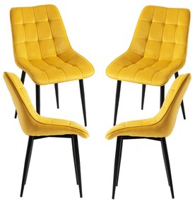 Pack 4 Cadeiras Cade Veludo - Amarelo