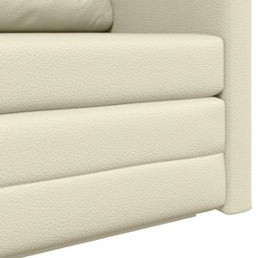 Sofá-camas 2-em-1 Creme 124x71x78 cm Couro Sintético