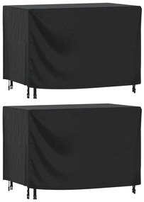 Capas móveis de jardim 2pcs 140x70x90 cm impermeável 420D preto