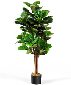 Árvore artificial Ficus Lyrata 1,2 m com vaso de flores PP macio para decoração verde