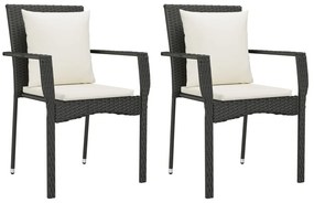 Conjunto de 2 Cadeiras e 1 Mesa em Vime - Preto - Design Natura