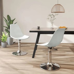 vidaXL Cadeiras de jantar giratórias 2 pcs PP branco