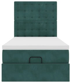 Estrutura de cama otomana colchões 90x200cm veludo verde escuro