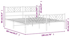 Estrutura de cama com cabeceira e pés 193x203 cm metal branco